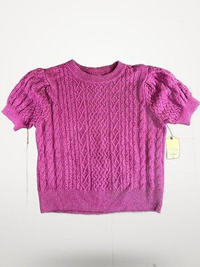 St John's Bay Petite Cable-Knit Sweater Magenta PS